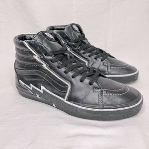 Vans SK8 HI Bolt Mens black leather shoes, size 10.5